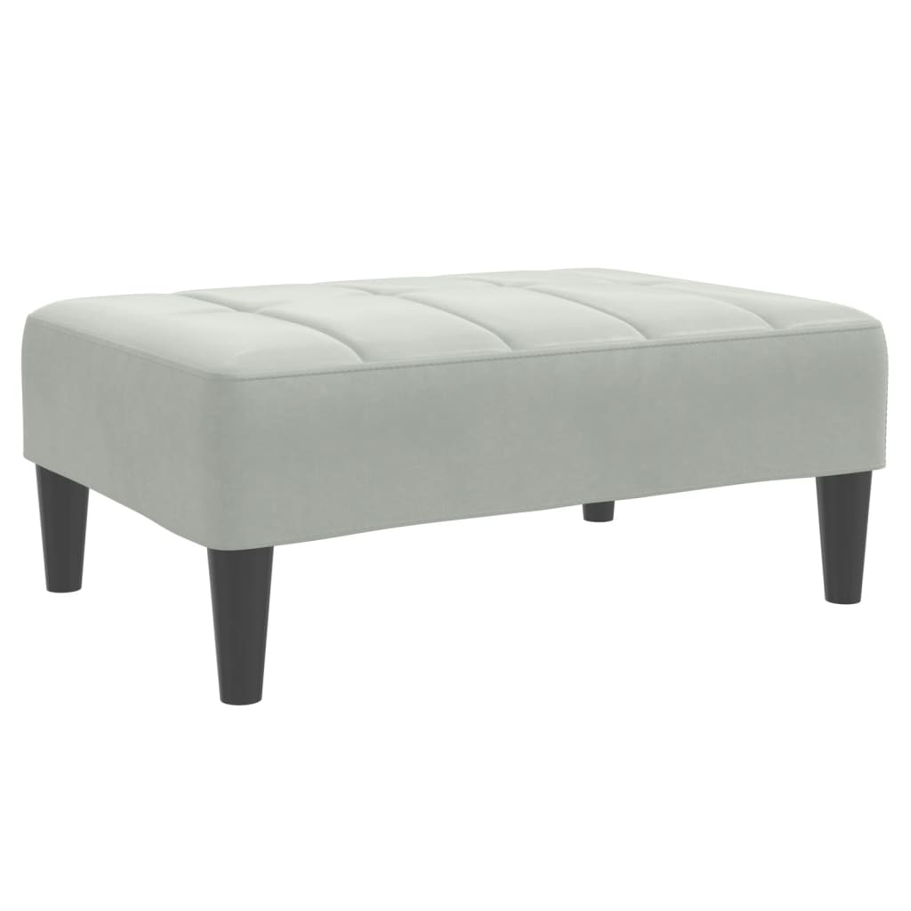 Sofá-cama 2 lugares c/ apoio de pés veludo cinza-claro
