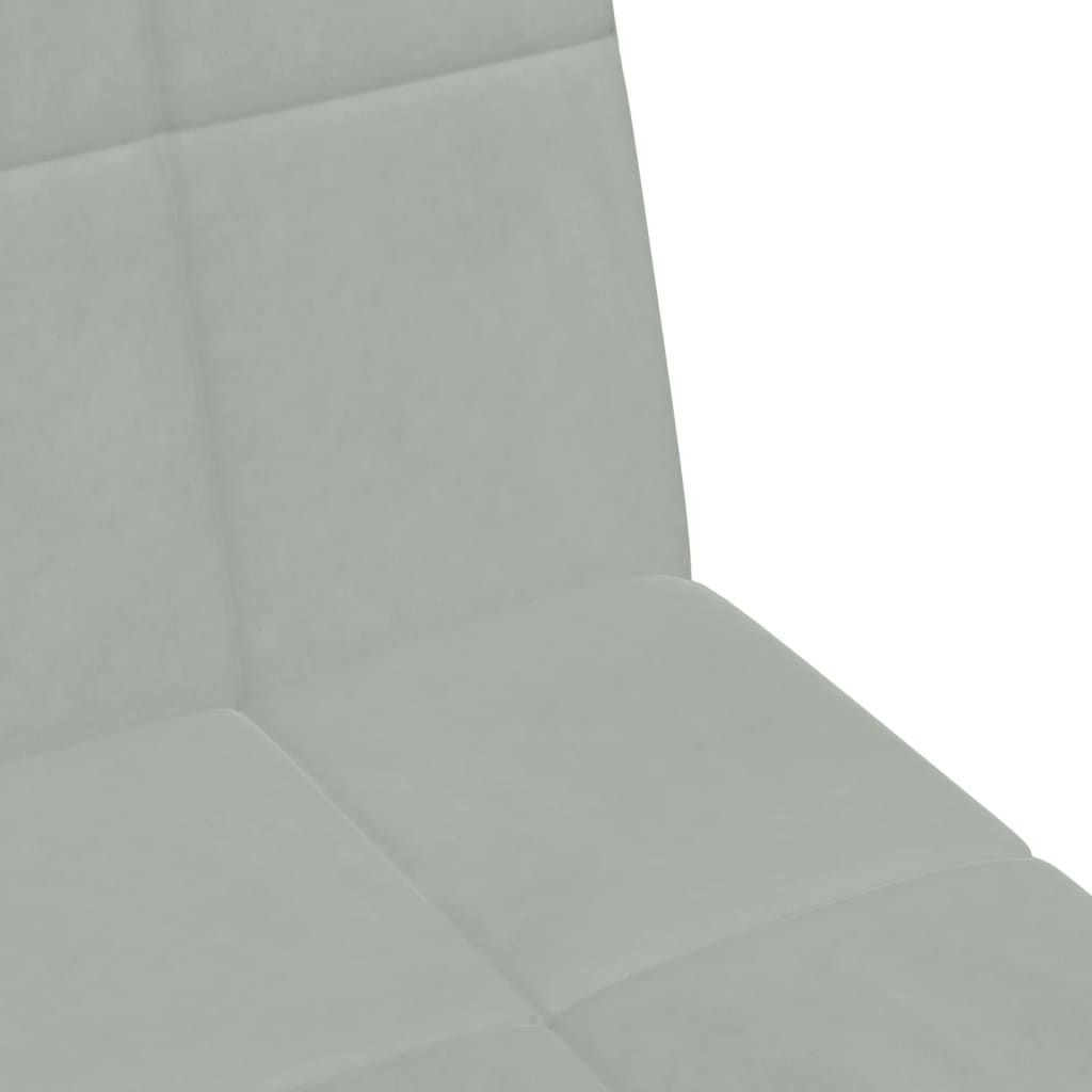 Sofá-cama 2 lugares c/ apoio de pés veludo cinza-claro