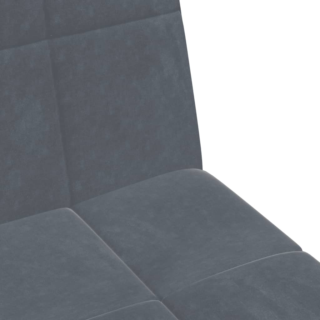 Sofá-cama 2 lugares c/ apoio de pés veludo cinzento-escuro