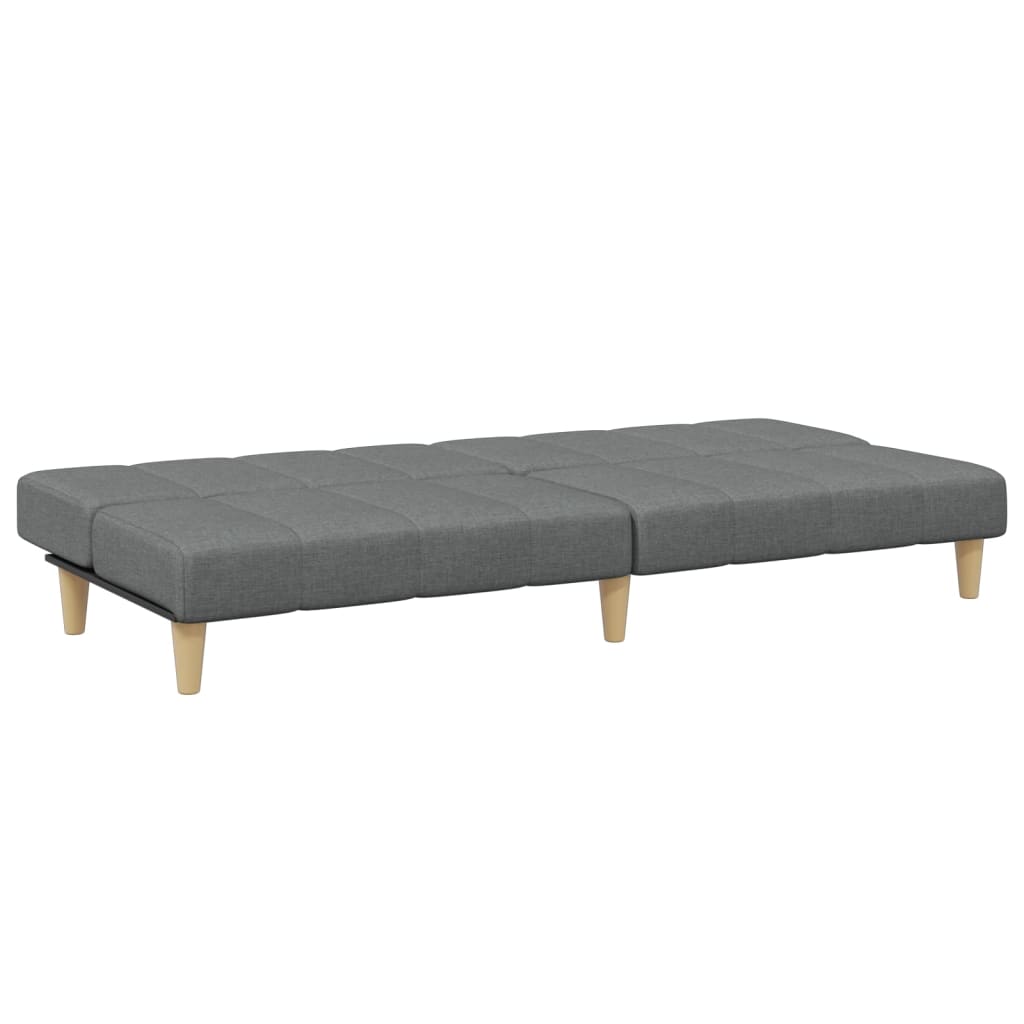 Sofá-cama de 2 lugares c/ apoio de pés tecido cinzento-escuro