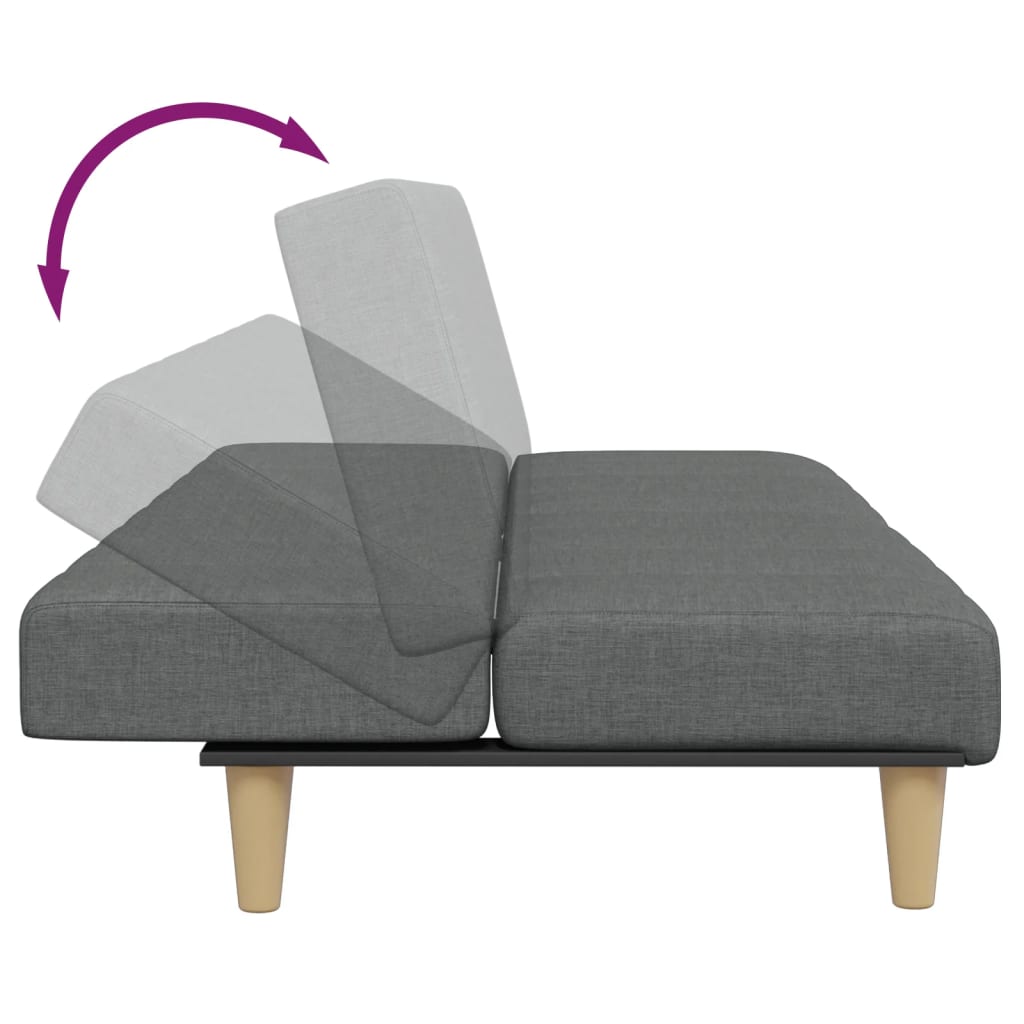 Sofá-cama de 2 lugares c/ apoio de pés tecido cinzento-escuro