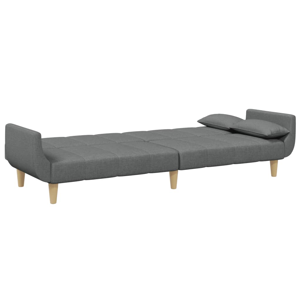 Sofá-cama de 2 lugares c/ apoio de pés tecido cinzento-escuro