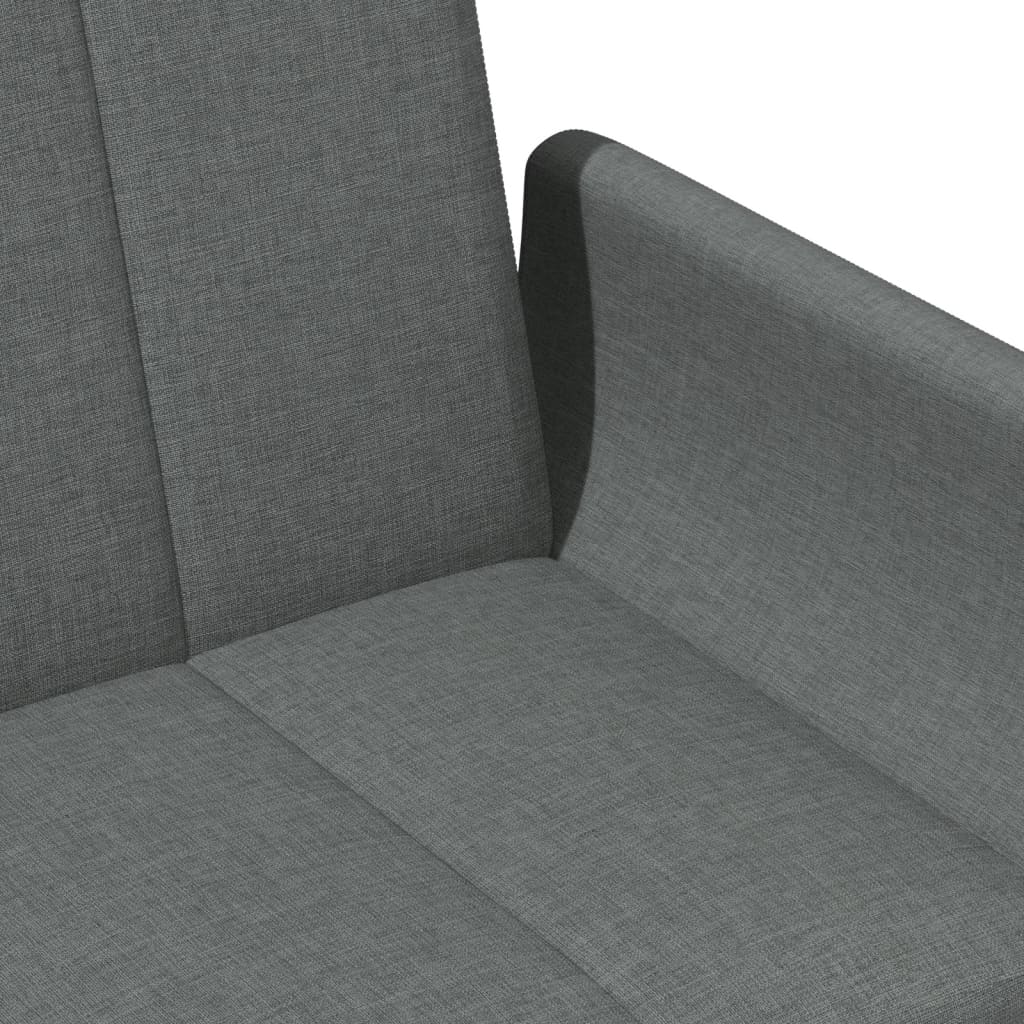 Sofá-cama de 2 lugares c/ apoio de pés tecido cinzento-escuro