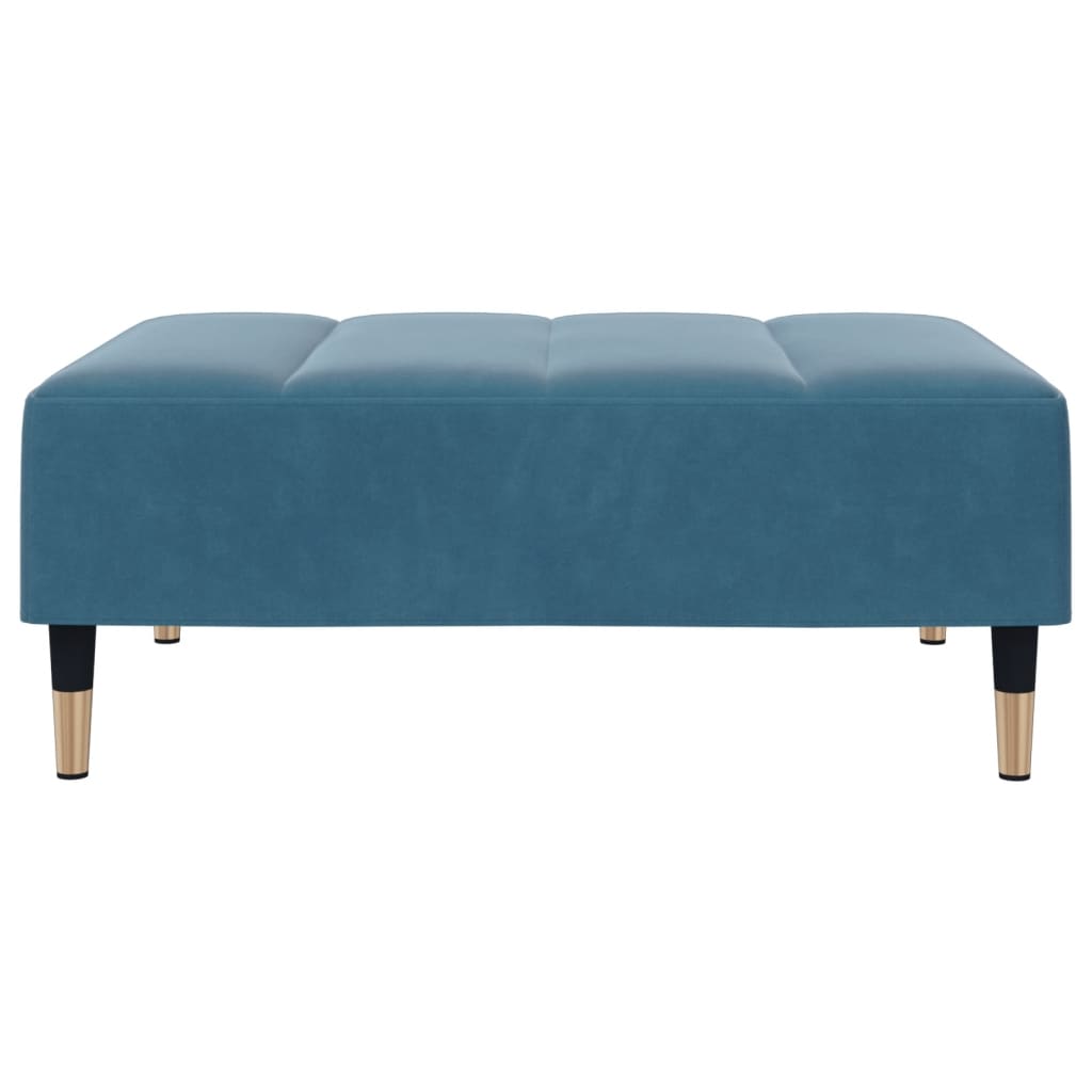Sofá-cama 2 lugares c/ apoio de pés veludo azul