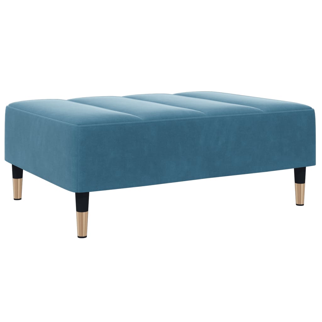 Sofá-cama 2 lugares c/ apoio de pés veludo azul