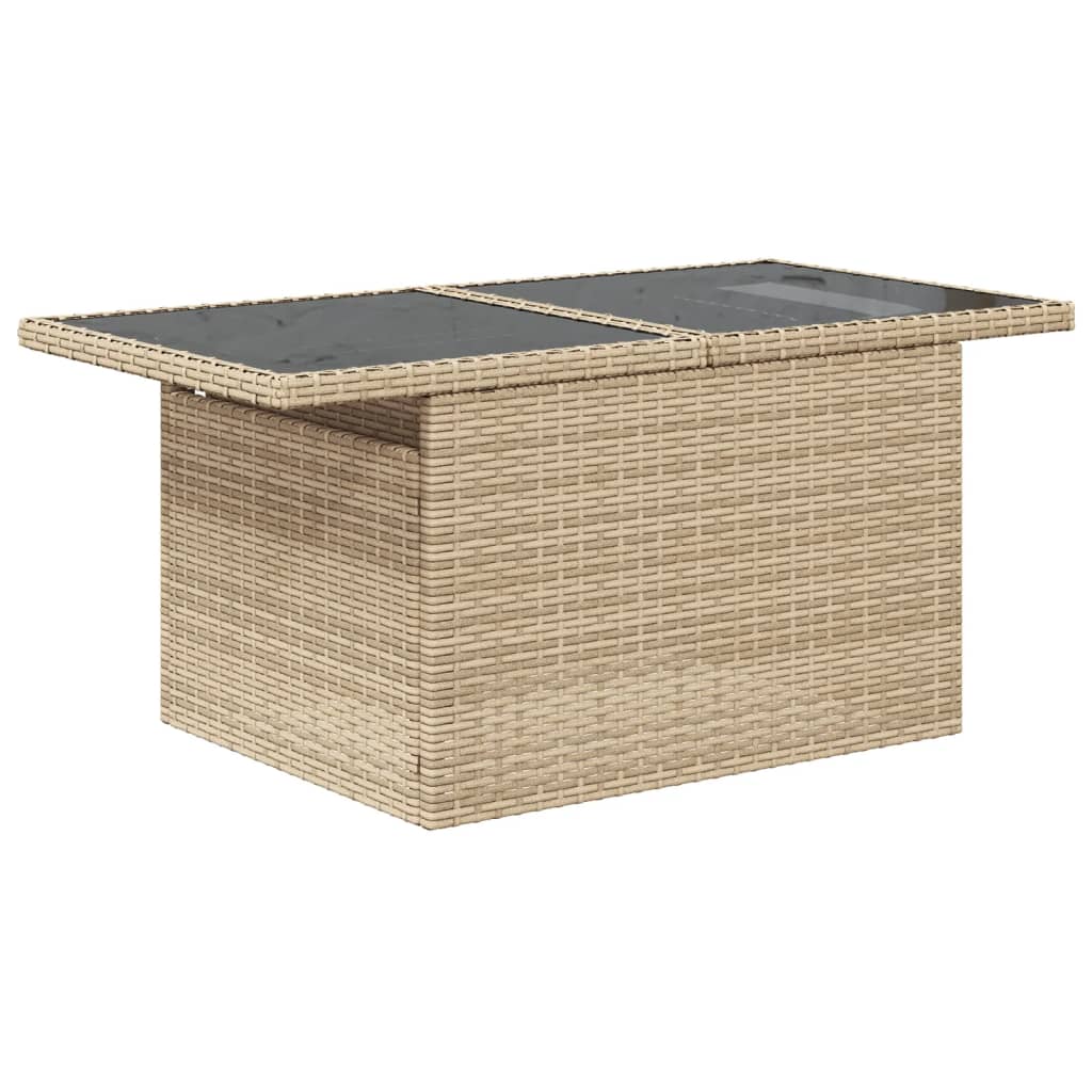 10 pcs conjunto de sofás p/ jardim com almofadões vime PE bege