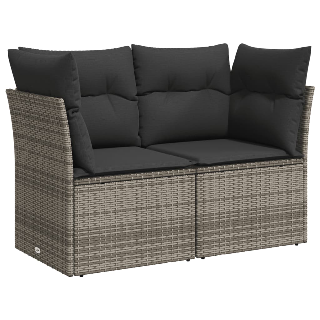 10 pcs conjunto sofás de jardim c/ almofadões vime PE cinzento