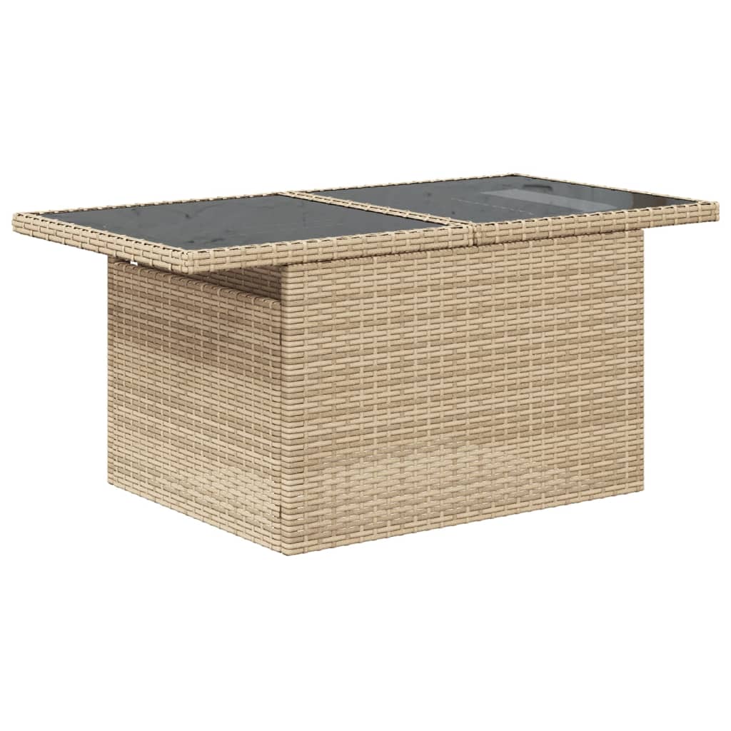 10 pcs conjunto de sofás p/ jardim com almofadões vime PE bege