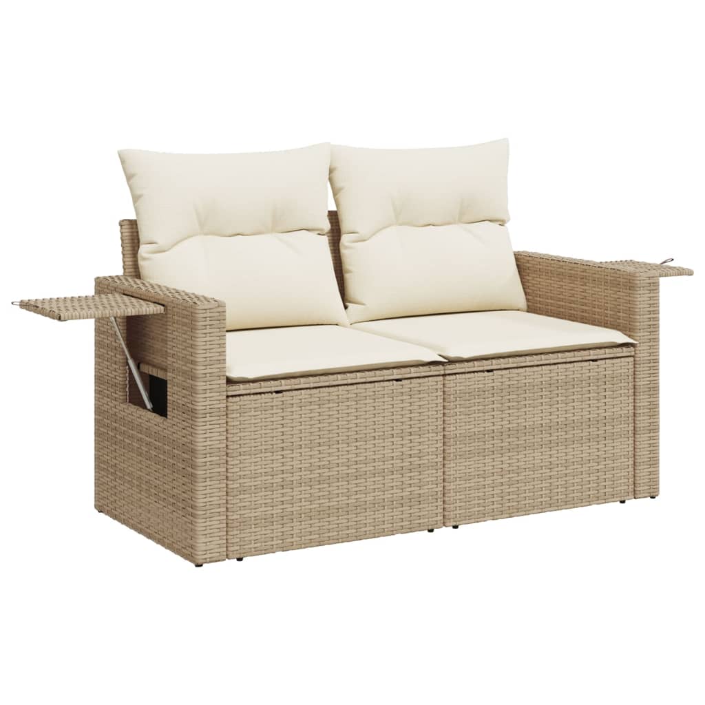 10 pcs conjunto de sofás p/ jardim com almofadões vime PE bege