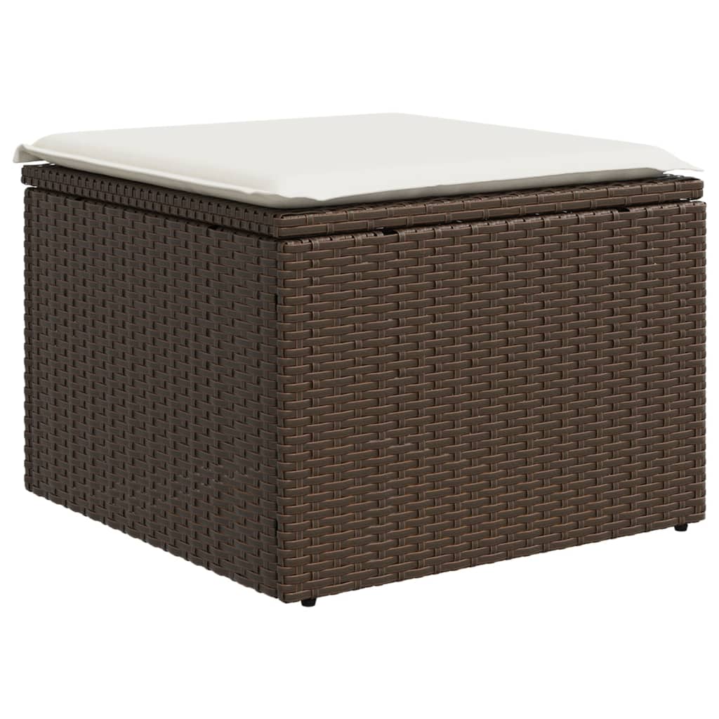 8 pcs conjunto sofás de jardim c/ almofadões vime PE castanho