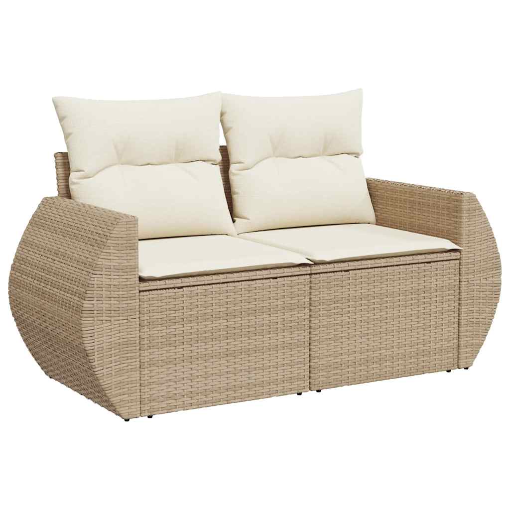 10 pcs conjunto de sofás p/ jardim com almofadões vime PE bege