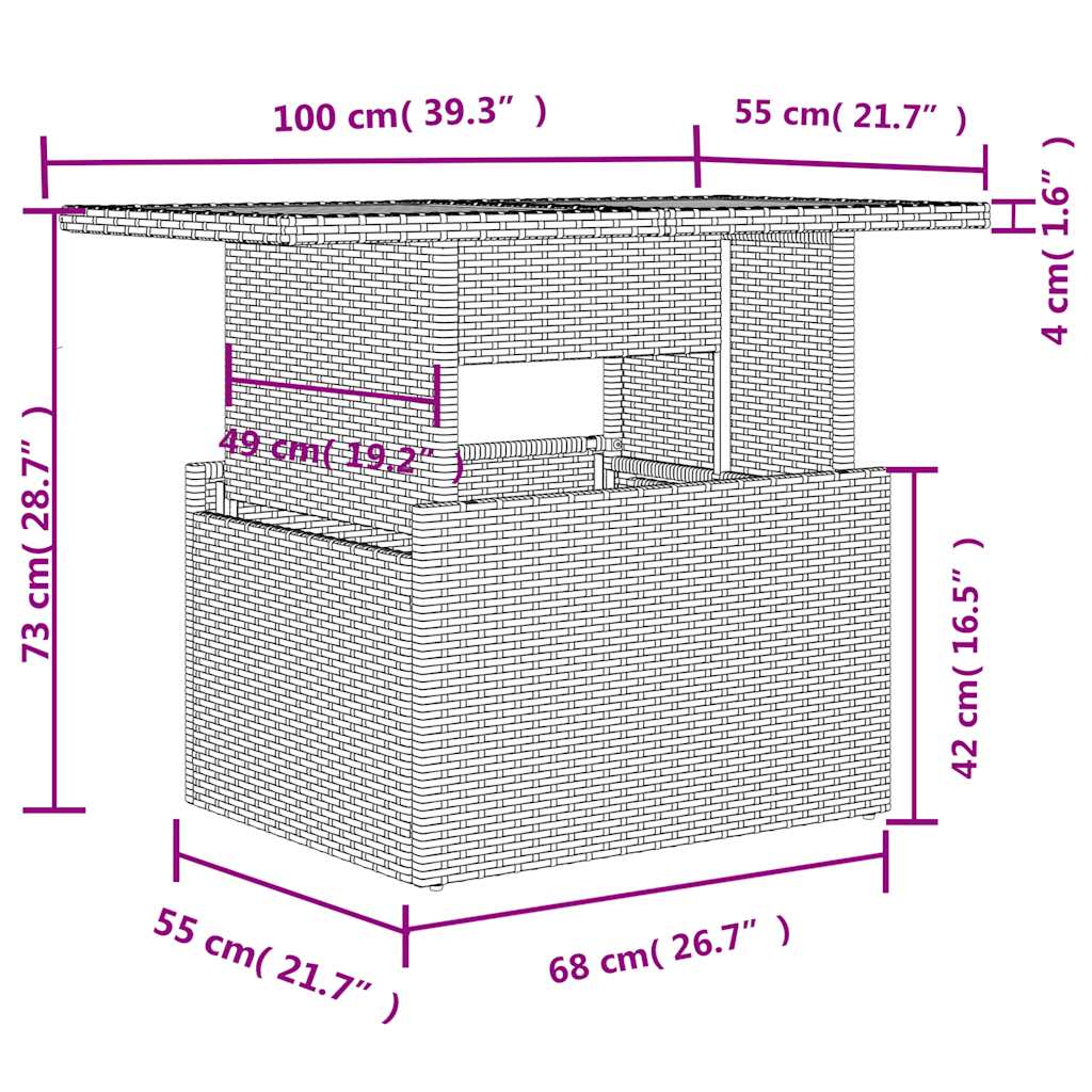 8 pcs conjunto sofás de jardim c/ almofadões vime PE castanho