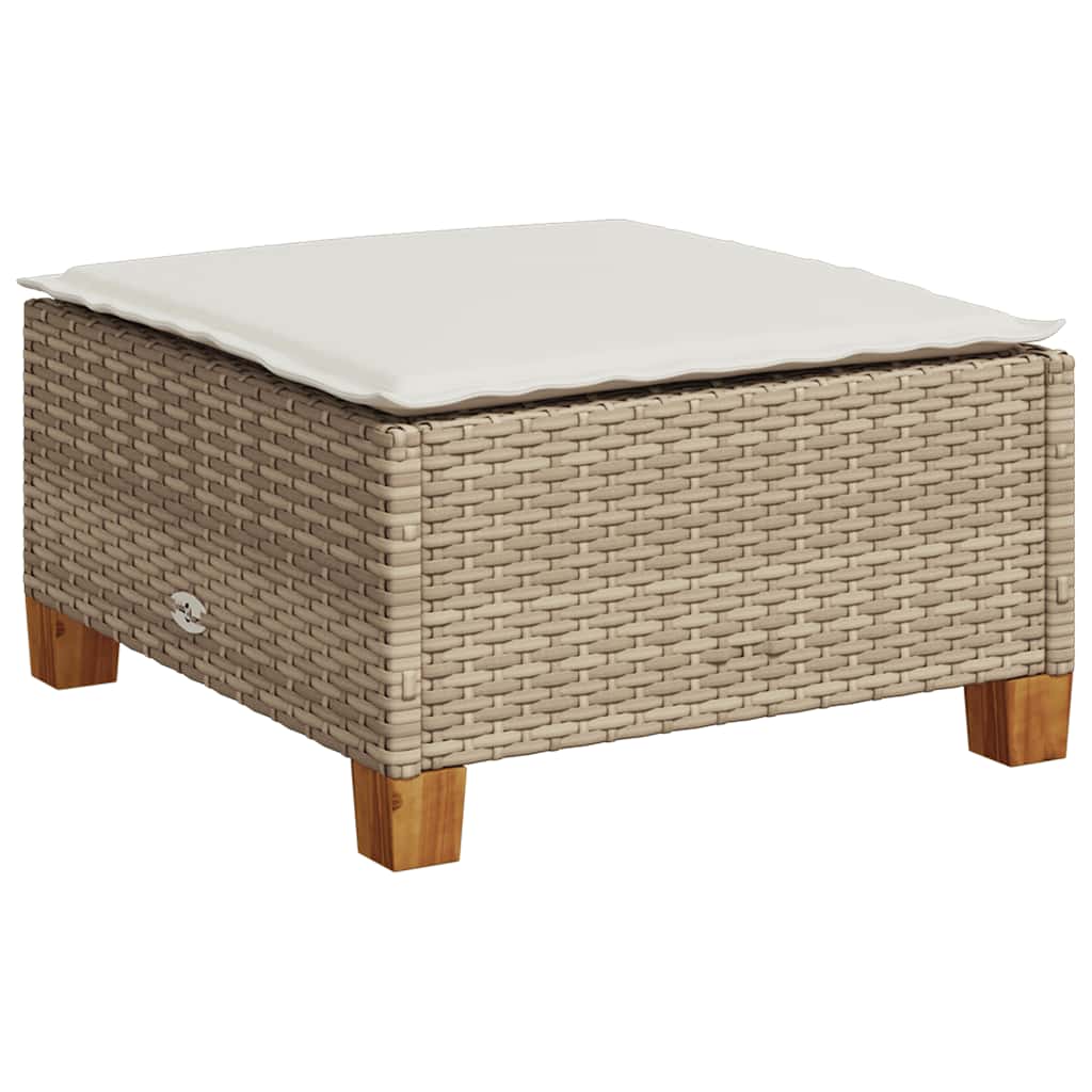 7 pcs conjunto de sofás p/ jardim com almofadões vime PE bege