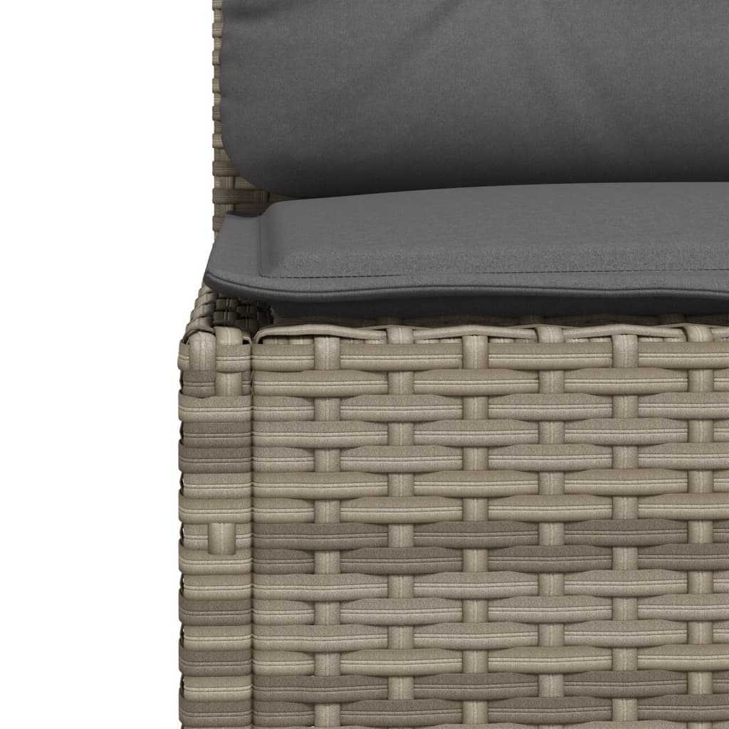 10 pcs conjunto sofás de jardim c/ almofadões vime PE cinzento