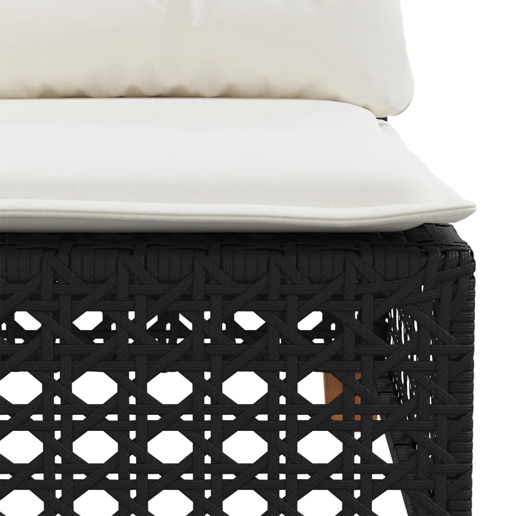 10 pcs conjunto sofás de jardim c/ almofadões vime PE preto