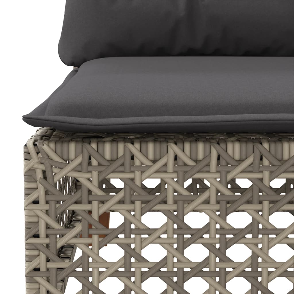 10 pcs conjunto sofás de jardim c/ almofadões vime PE cinzento