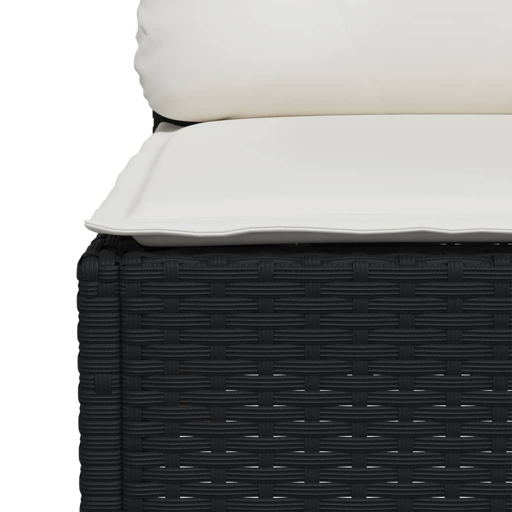 10 pcs conjunto sofás de jardim c/ almofadões vime PE preto