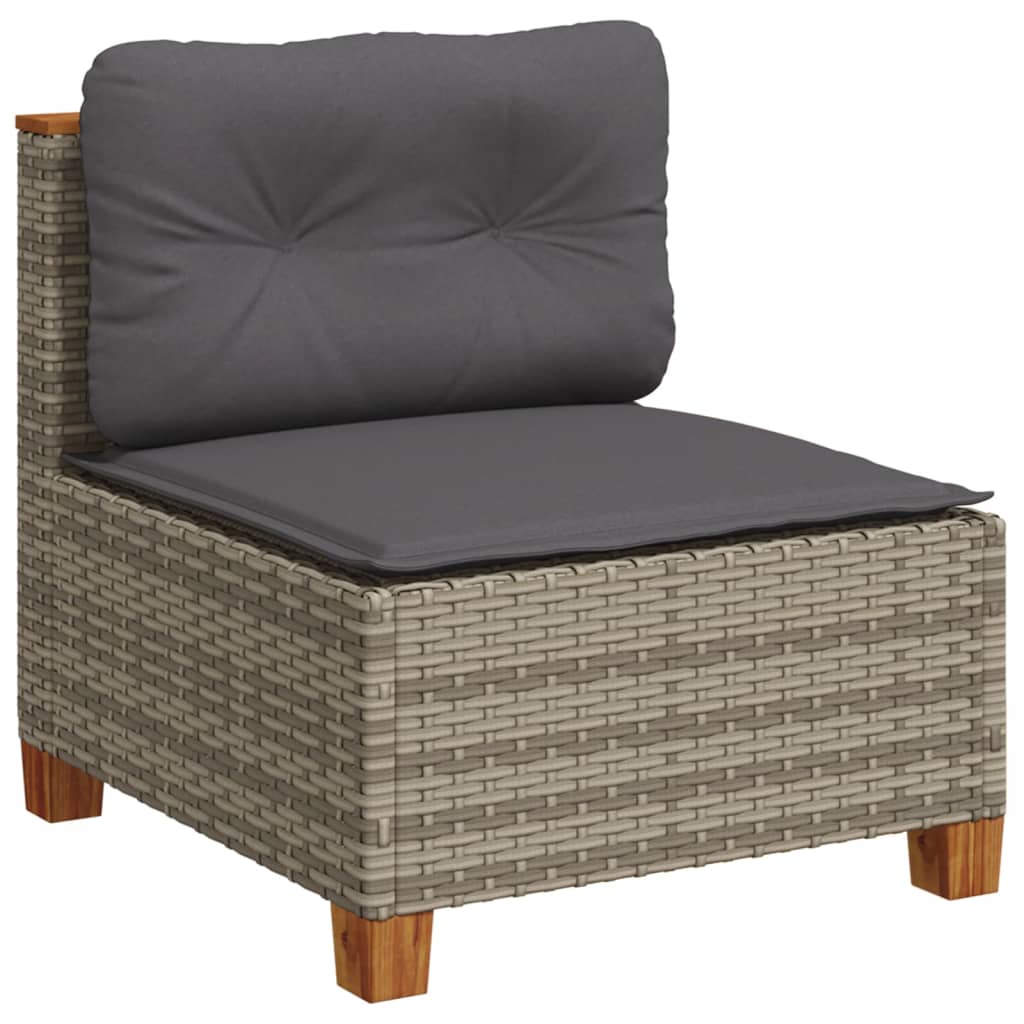10 pcs conjunto sofás de jardim c/ almofadões vime PE cinzento