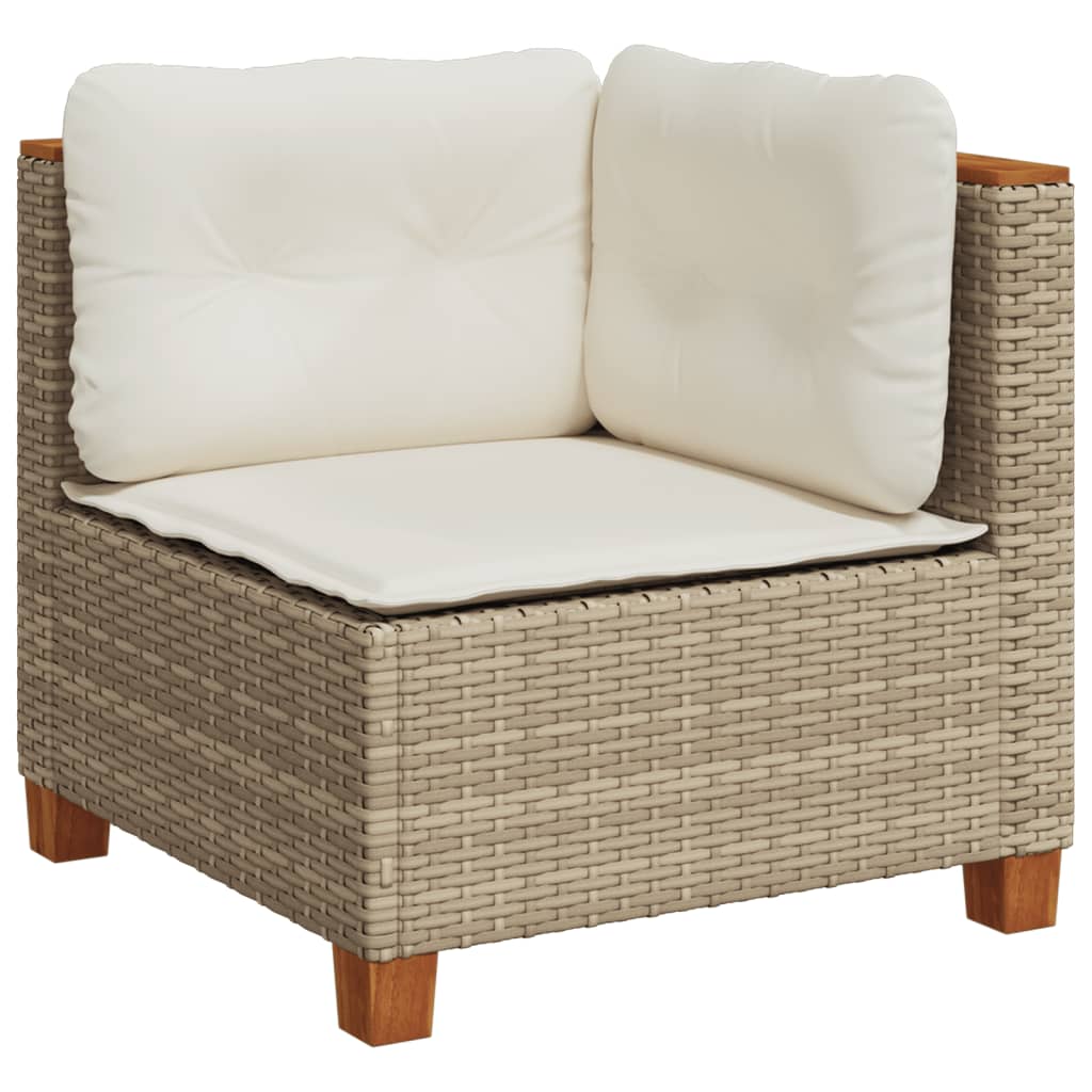 10 pcs conjunto de sofás p/ jardim com almofadões vime PE bege