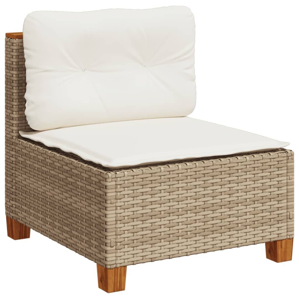 10 pcs conjunto de sofás p/ jardim com almofadões vime PE bege