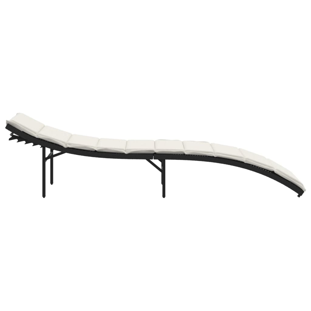 Sun loungers with cushions 2 pcs black poly rattan