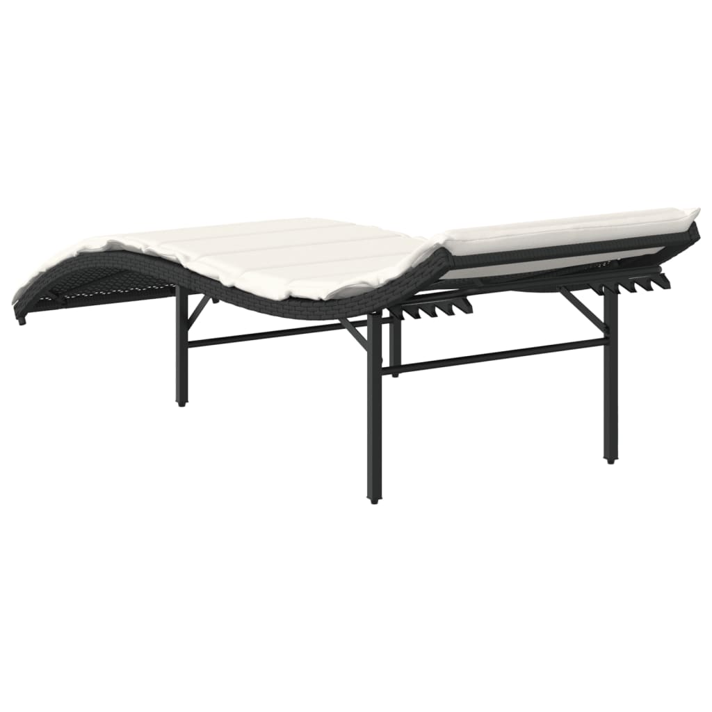 Sun loungers with cushions 2 pcs black poly rattan