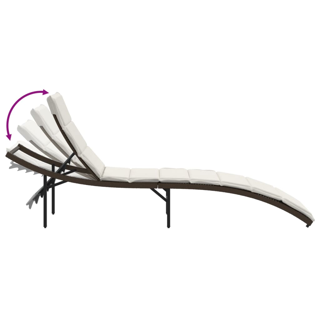 Sun loungers with cushions 2 pcs PE rattan brown