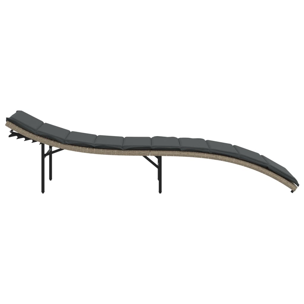 Sun loungers with cushions 2 pcs PE rattan light grey