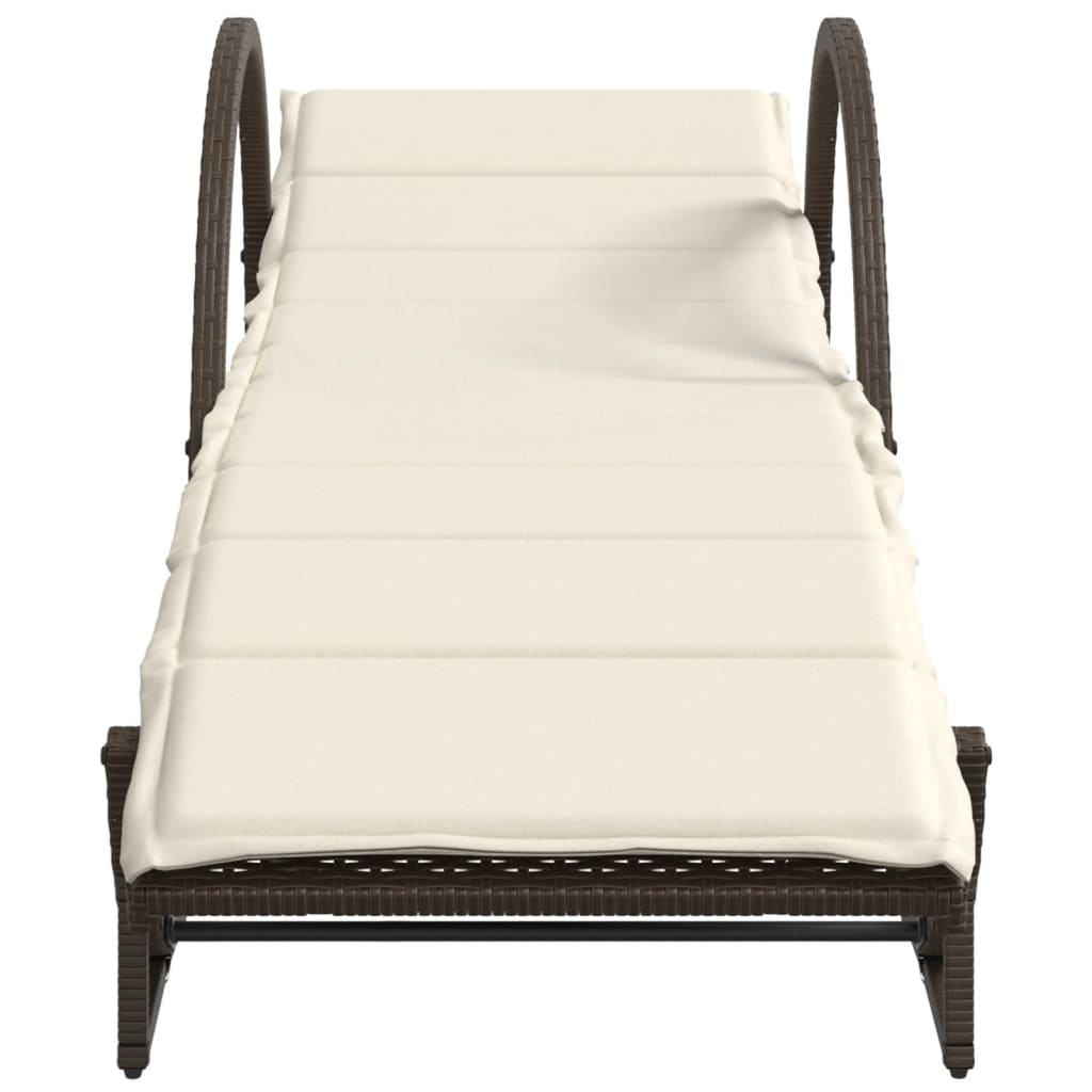 Sun loungers with cushions 2 pcs PE rattan brown