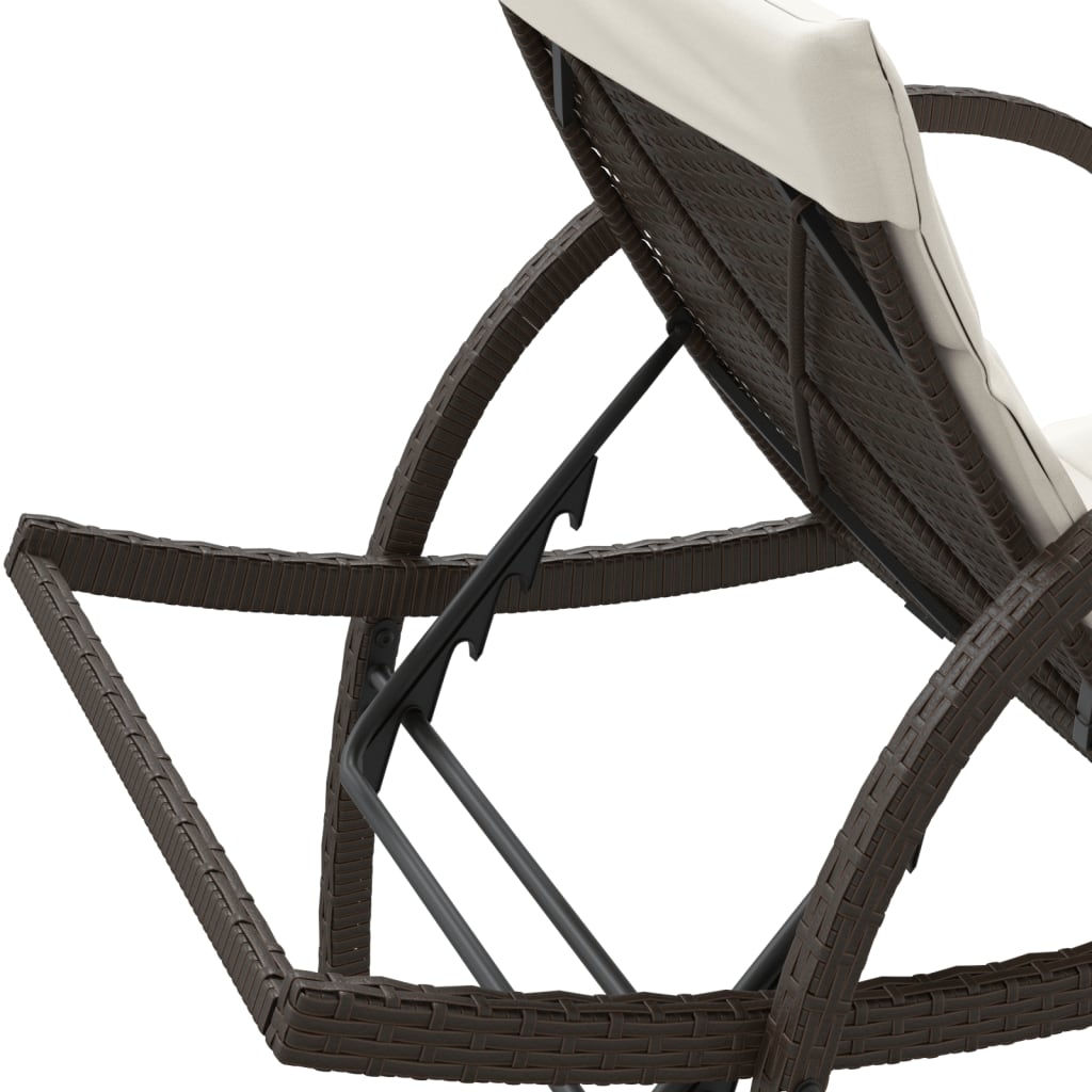 Sun loungers with cushions 2 pcs PE rattan brown