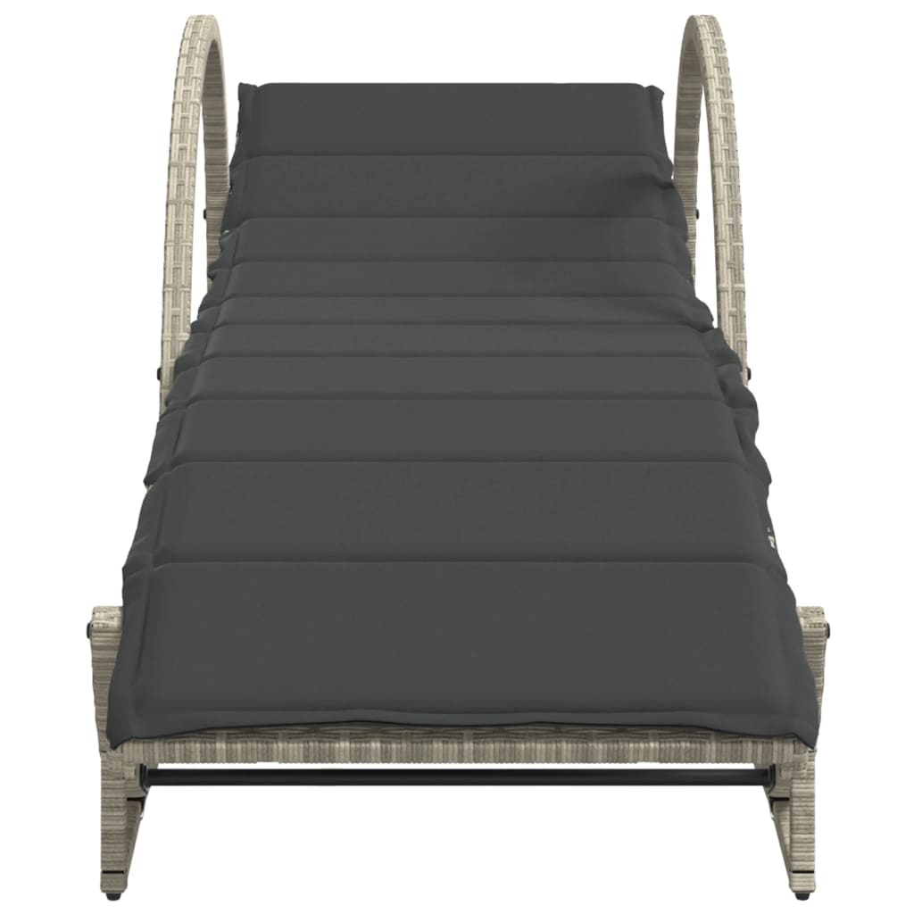 Sun loungers with cushions 2 pcs PE rattan light grey