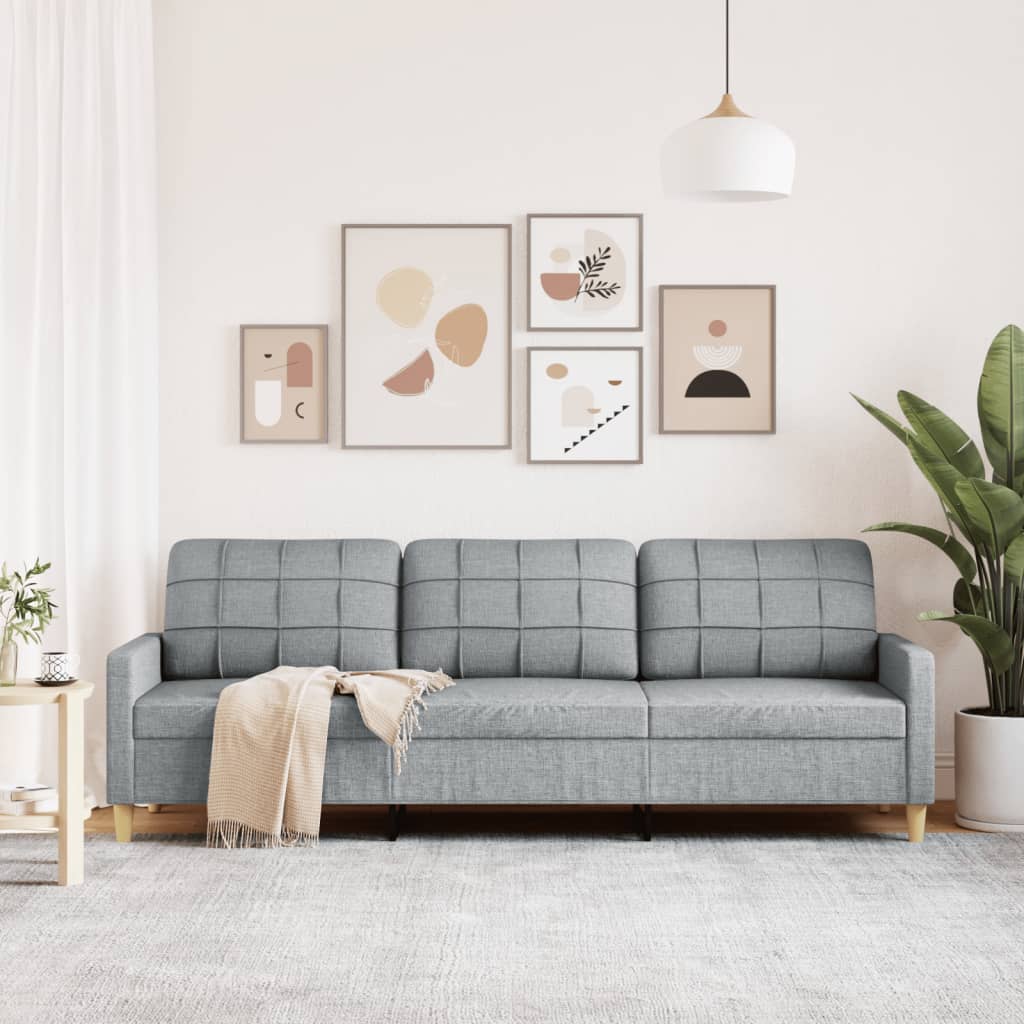 3-seater sofa 210 cm light grey fabric