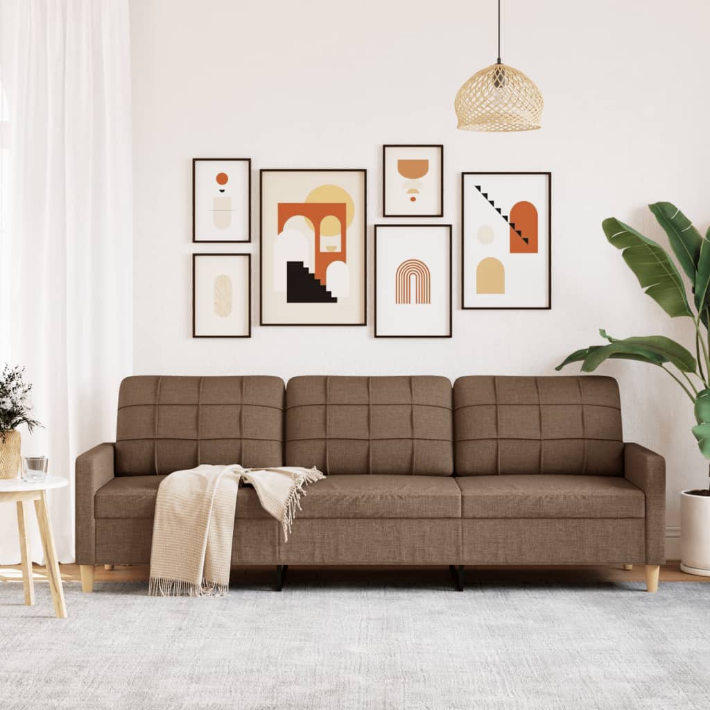 3-seater sofa in brown fabric 210 cm