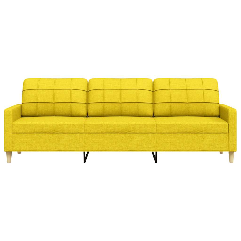 3-seater sofa 210 cm light yellow fabric