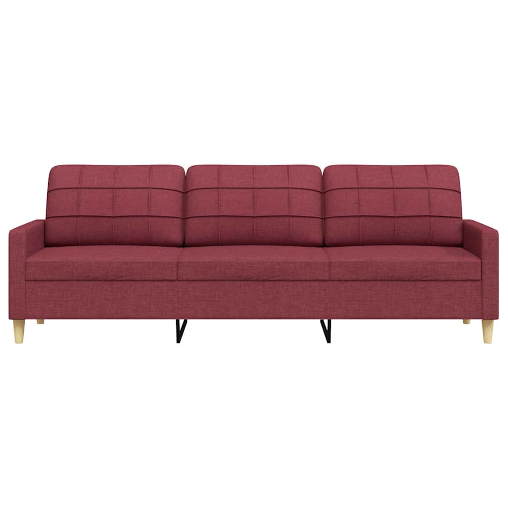 3-seater sofa in 210 cm red fabric