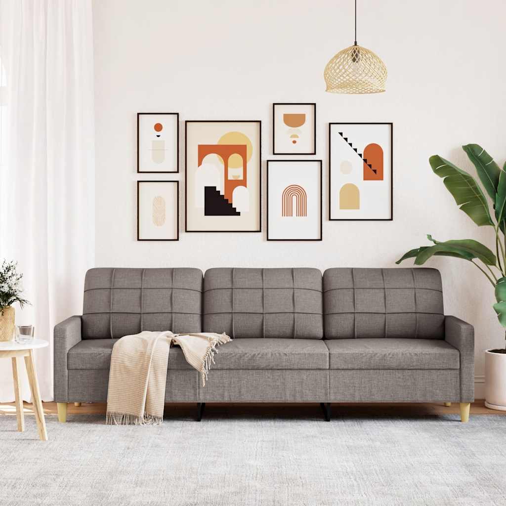 3-seater sofa in 210 cm grey-brown fabric