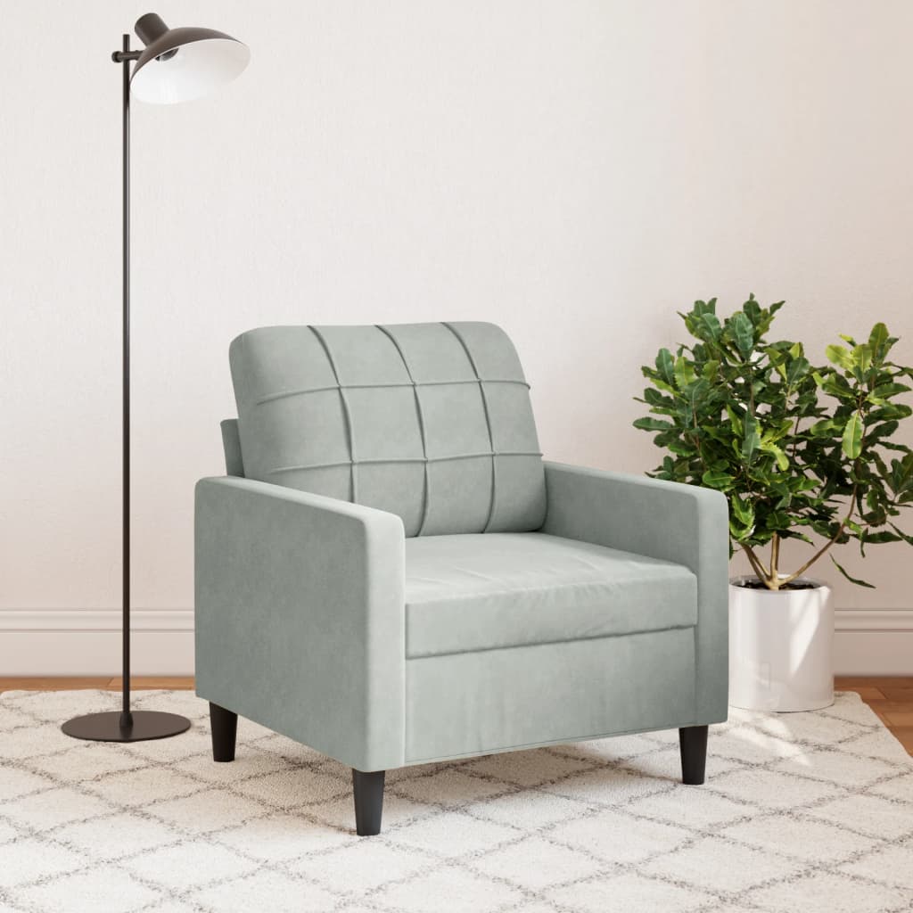 60 cm light grey velvet armchair