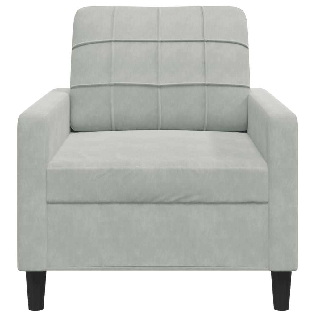 60 cm light grey velvet armchair