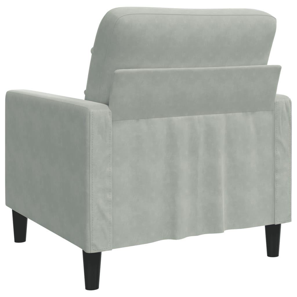 60 cm light grey velvet armchair