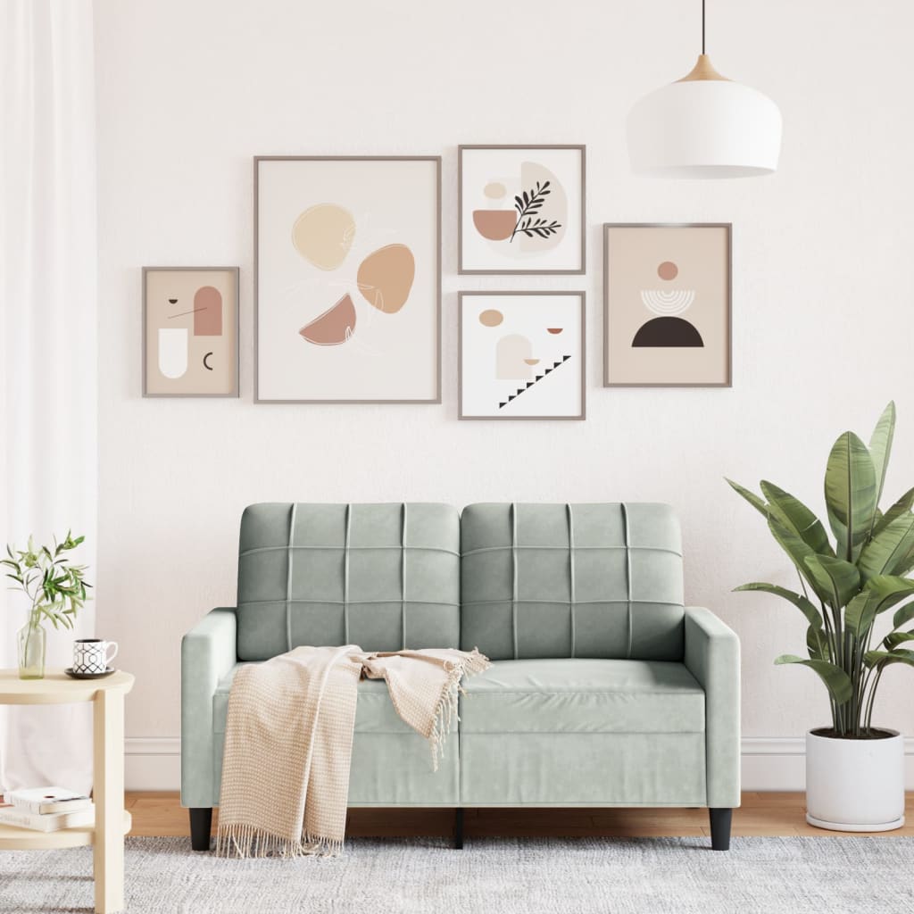 2-seater sofa 120 cm light grey velvet
