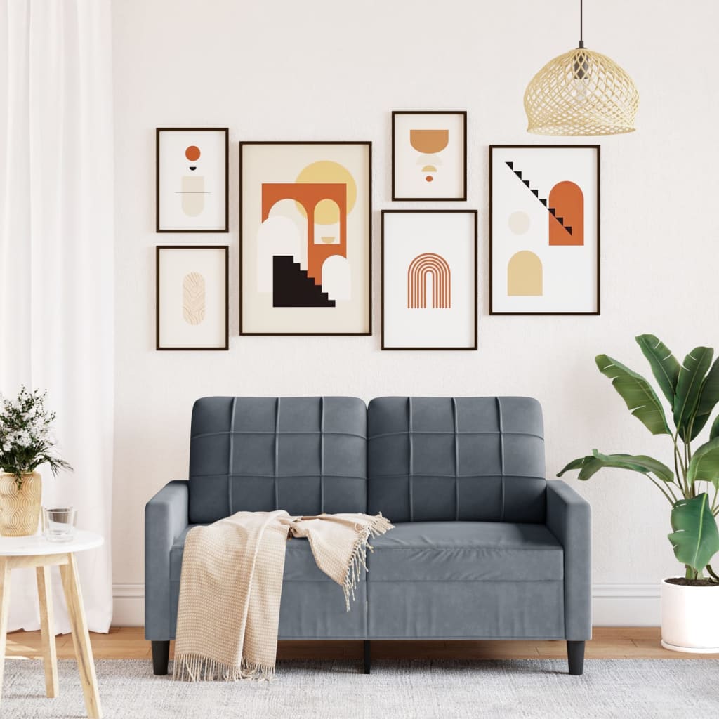 2-seater sofa 120 cm dark grey velvet