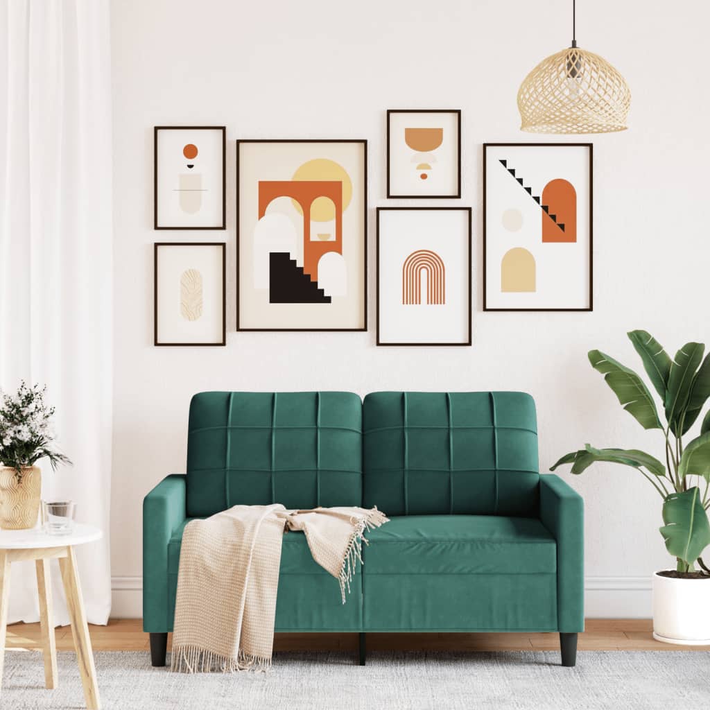 2-seater sofa 120 cm dark green velvet
