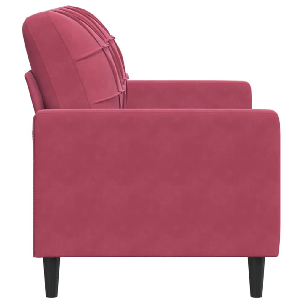 Sofá de 2 lugares veludo 120 cm vermelho tinto