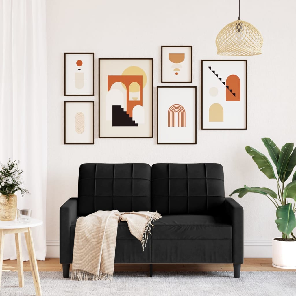 2-seater velvet sofa 120 cm black