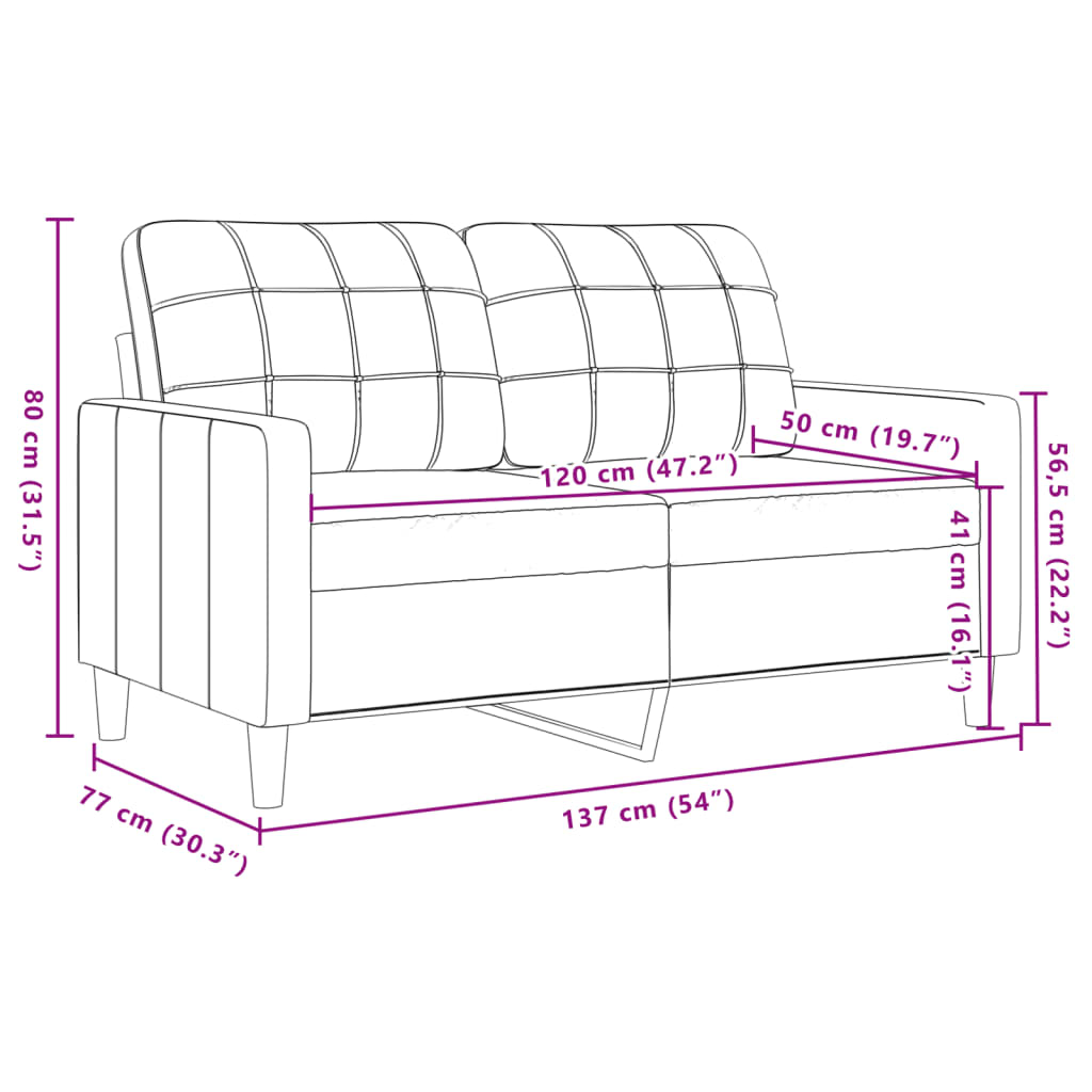 2-seater velvet sofa 120 cm black