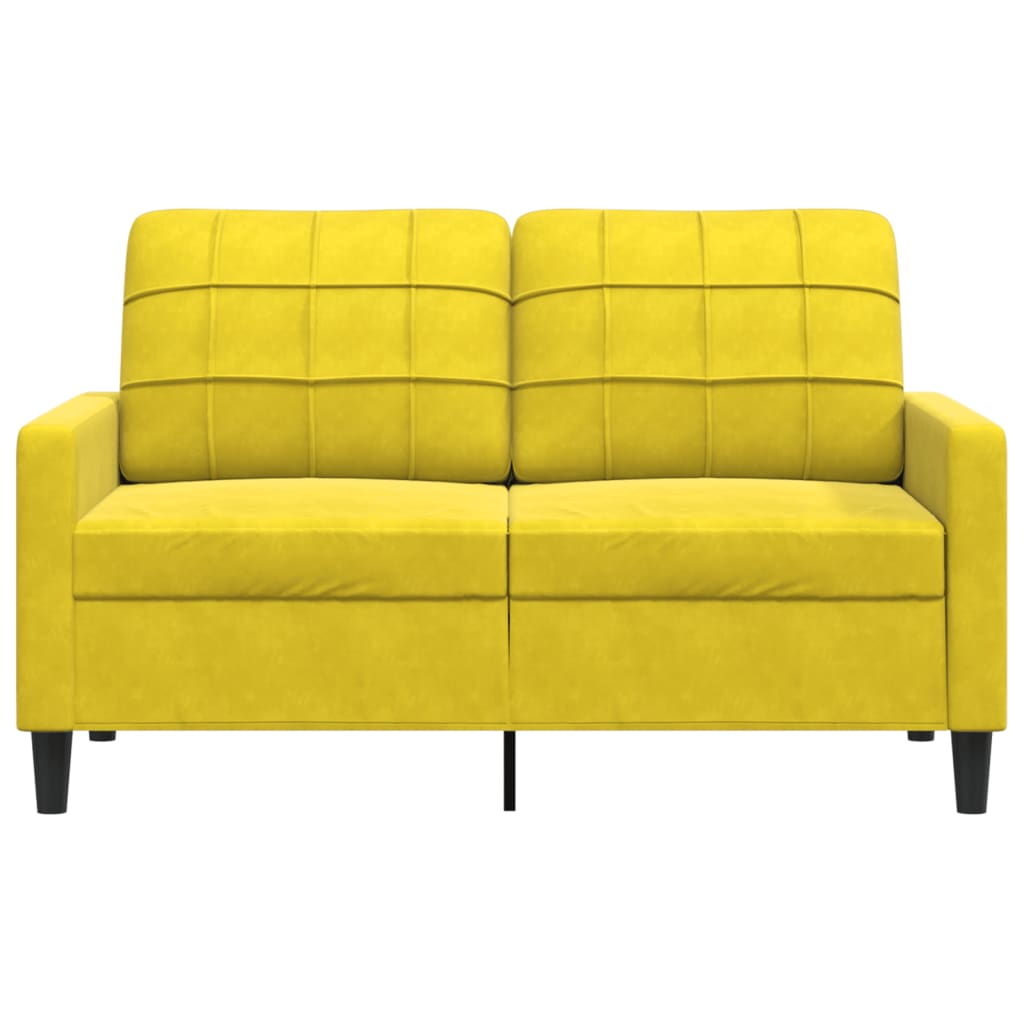 2-seater velvet sofa 120 cm yellow