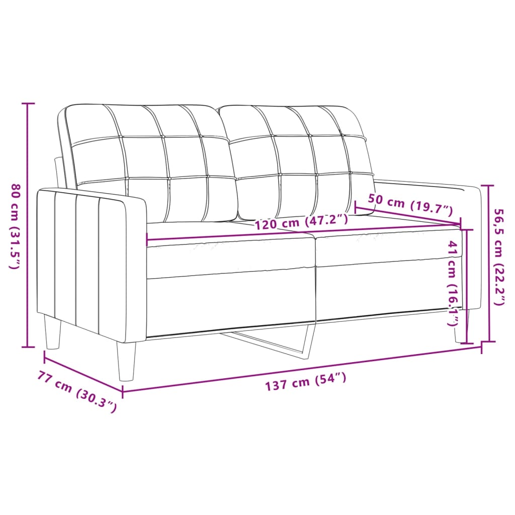 2-seater velvet sofa 120 cm yellow