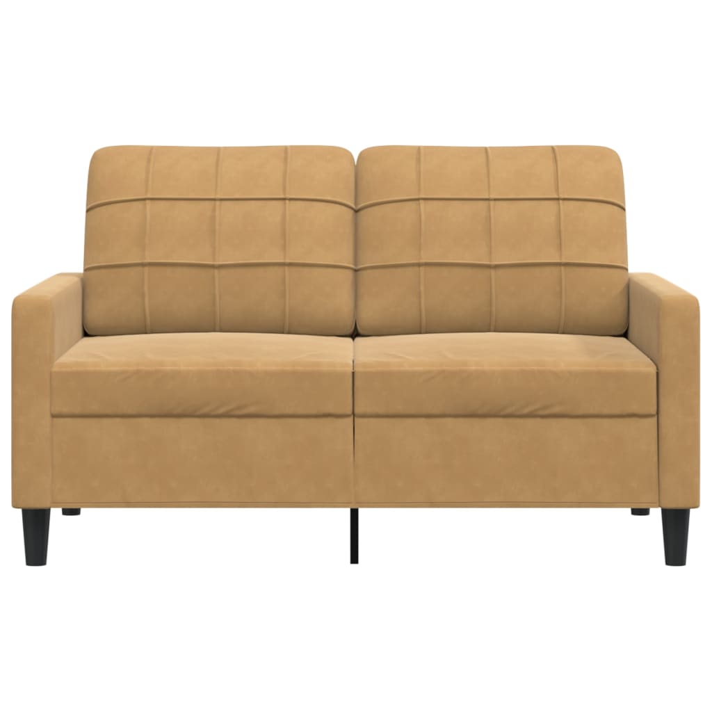 Sofá de 2 lugares veludo 120 cm castanho