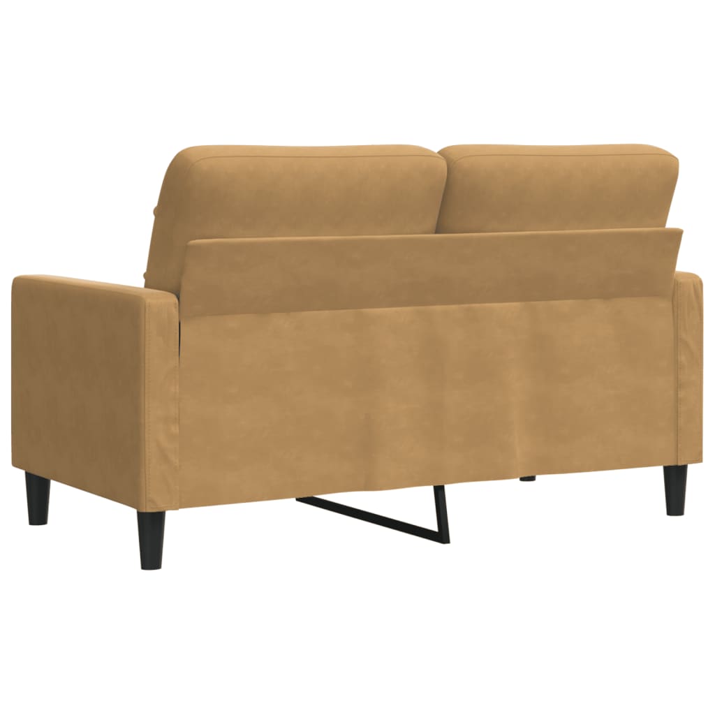 Sofá de 2 lugares veludo 120 cm castanho