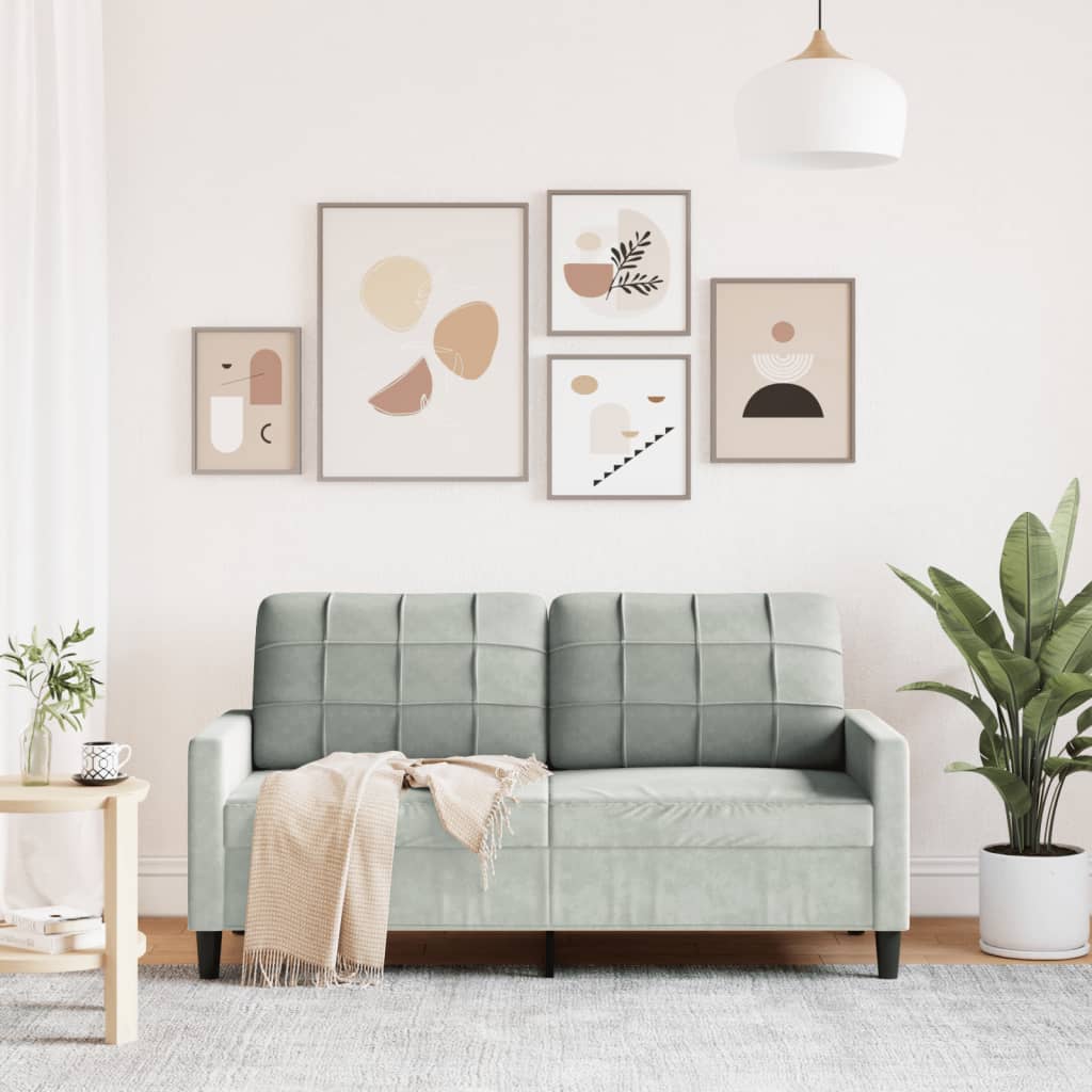 2-seater sofa 140 cm light grey velvet